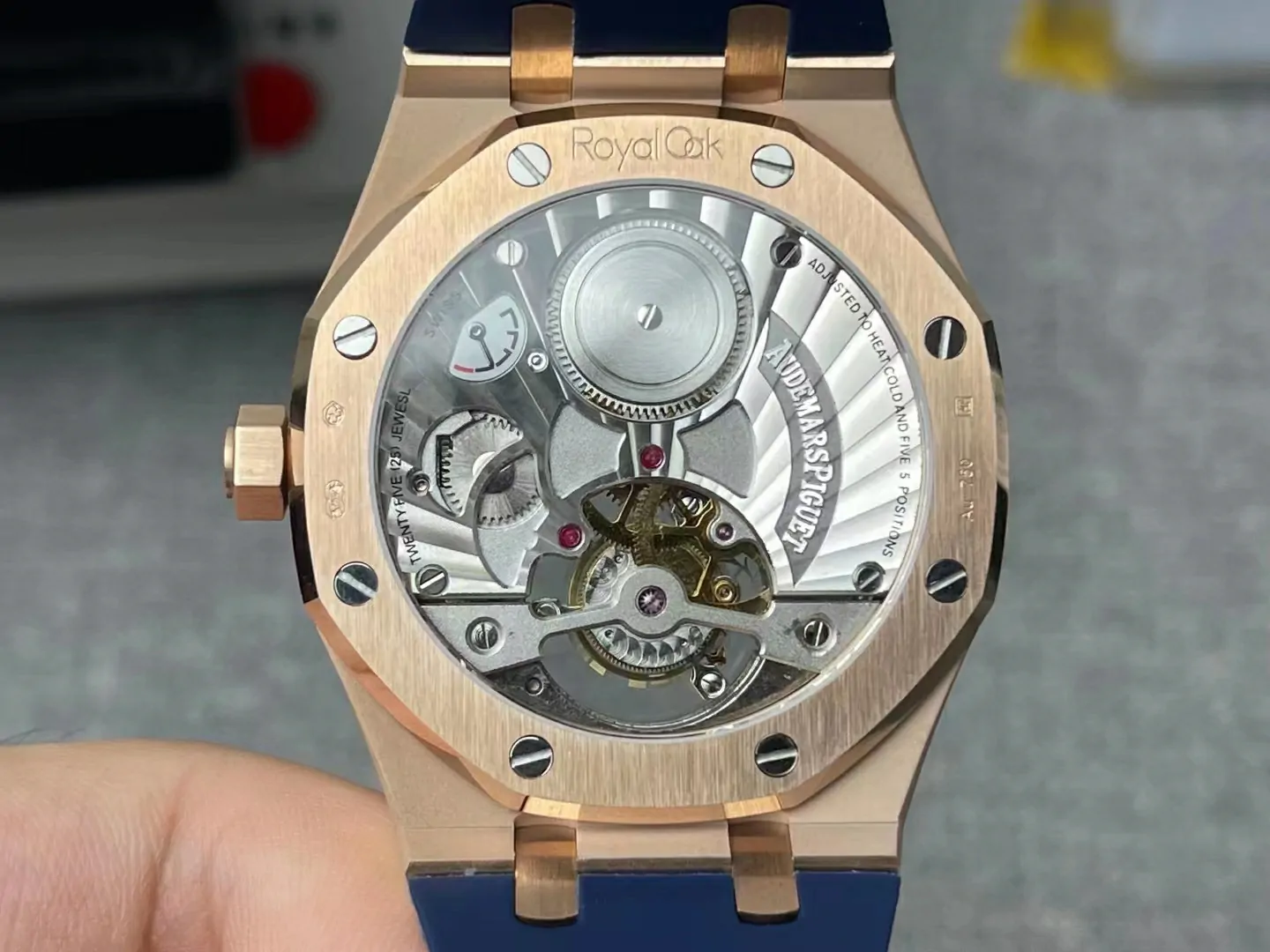 R8F愛彼皇家橡樹陀飛輪Royal Oak RG Tourbillon  Blue Rubber Strap