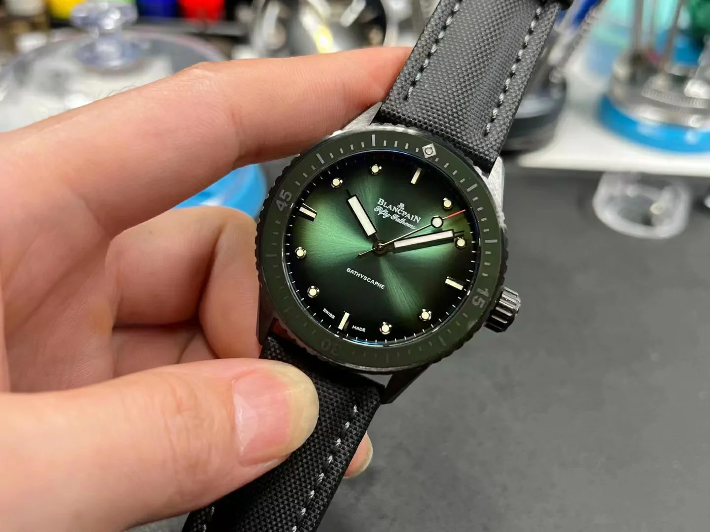 GF極光綠陶瓷Fifty Fathoms Bathyscaphe Ceramic Green A1315