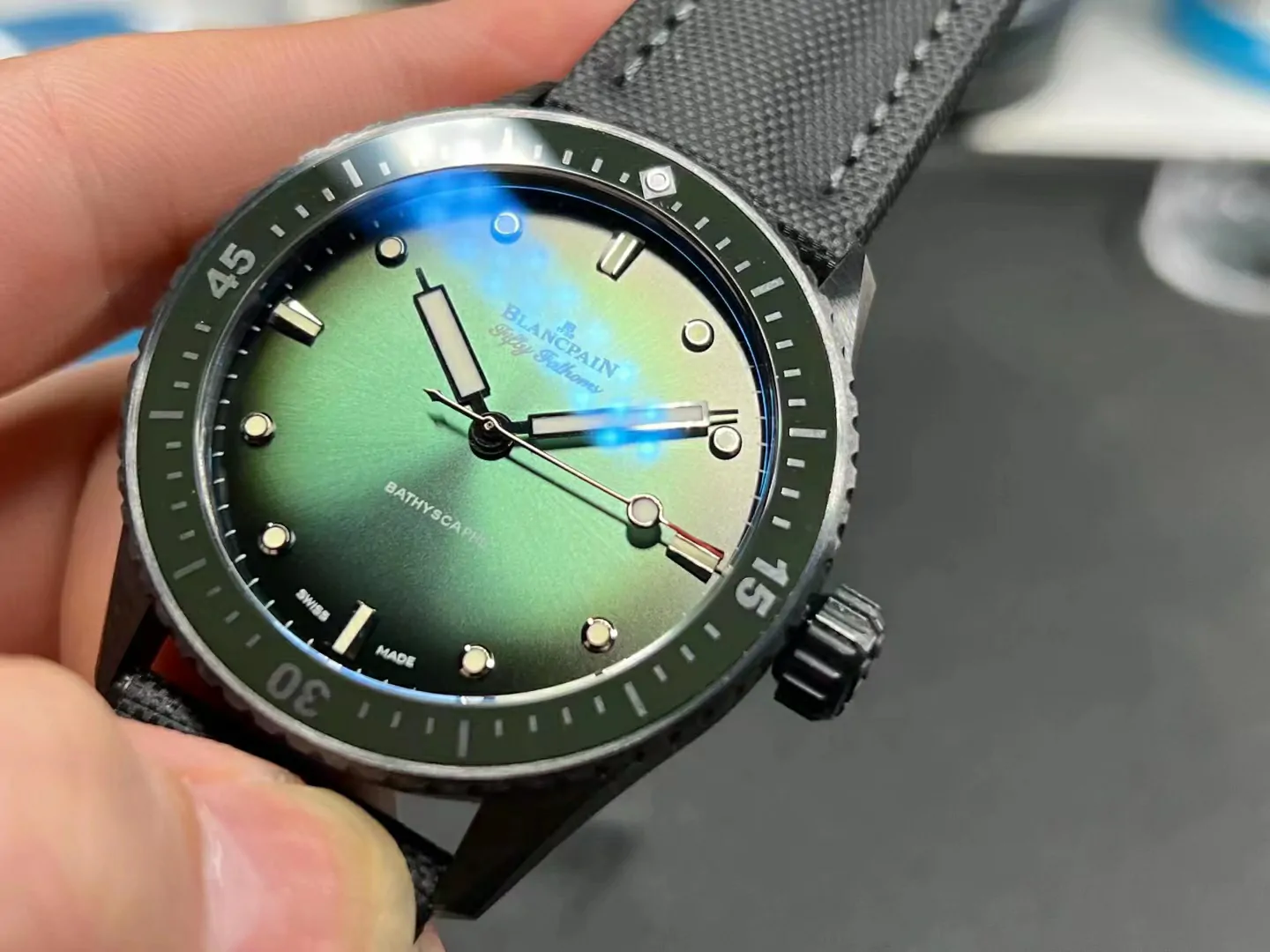 GF極光綠陶瓷Fifty Fathoms Bathyscaphe Ceramic Green A1315