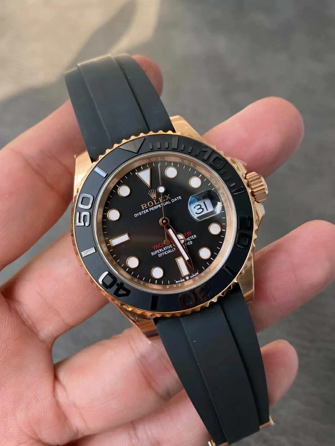 Clean/C廠新品金遊艇Yacht-Master 126655 Black Ceramic Bezel