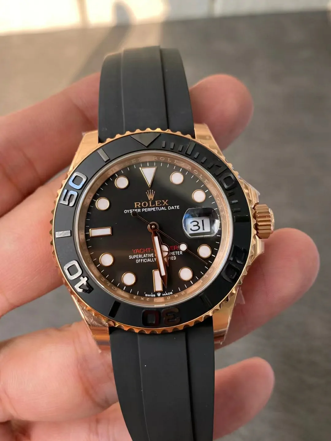 Clean/C廠新品金遊艇Yacht-Master 126655 Black Ceramic Bezel