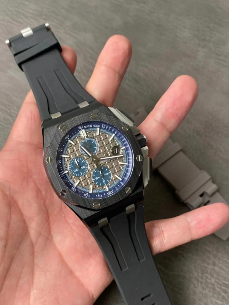 ABF离岸计时Royal Oak Offshore 44mm Black Ceramic Case Gray/Blue Dial