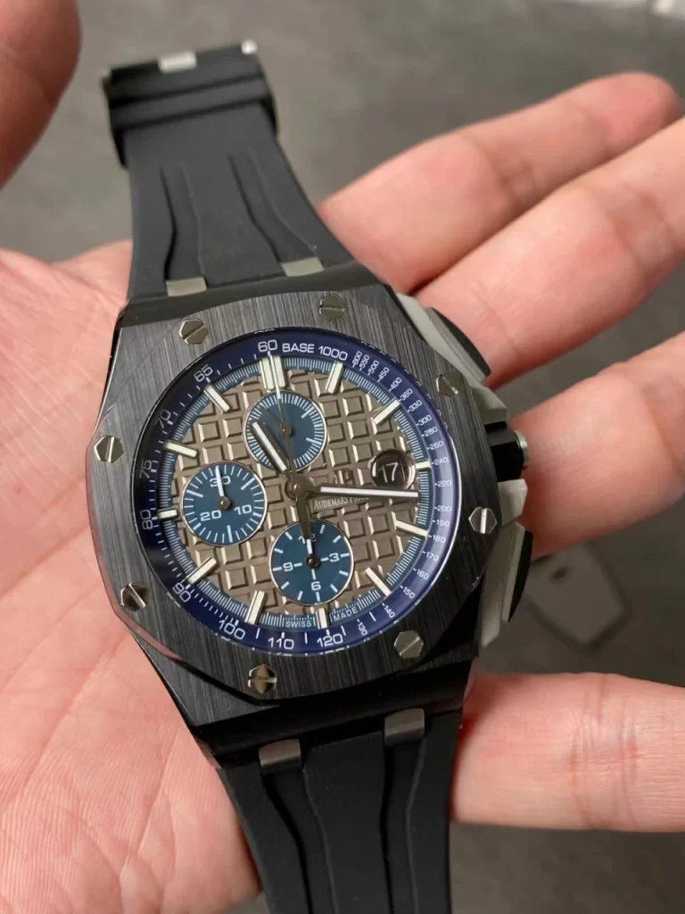 ABF离岸计时Royal Oak Offshore 44mm Black Ceramic Case Gray/Blue Dial