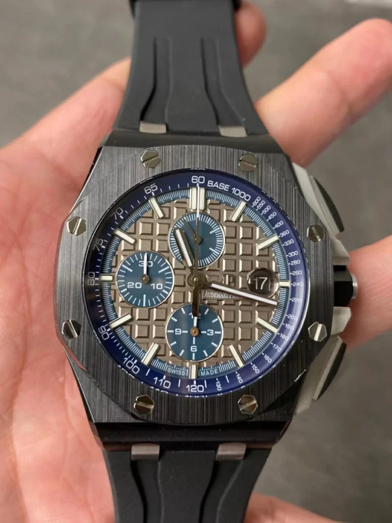 ABF离岸计时Royal Oak Offshore 44mm Black Ceramic Case Gray/Blue Dial