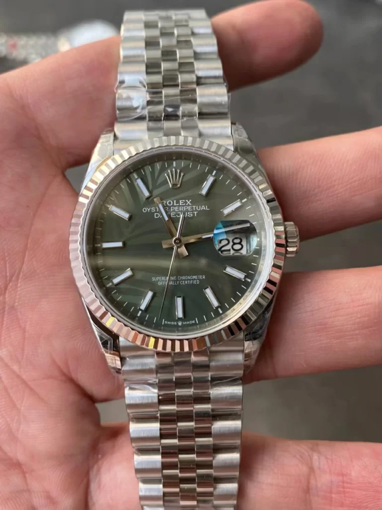 VSF日志棕榈叶36mm DateJust SS 116234 904L Steel Green Leaves Dial Jubilee