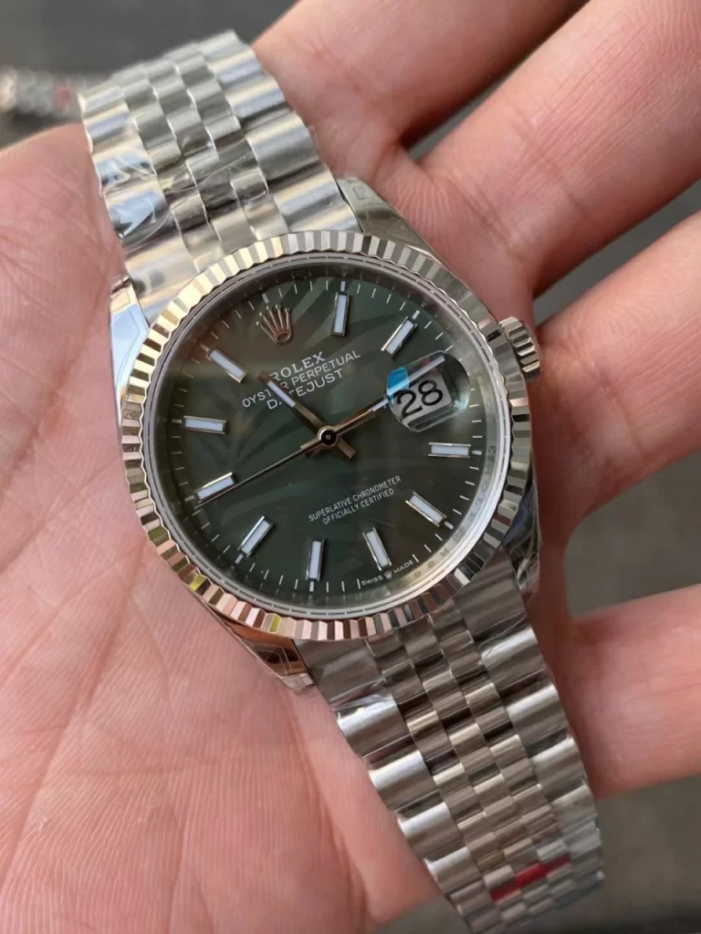 VSF日志棕榈叶36mm DateJust SS 116234 904L Steel Green Leaves Dial Jubilee