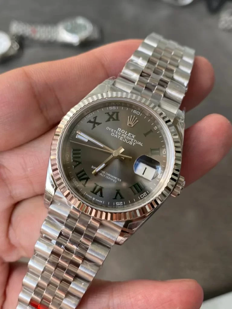 VSF日志绿萝36mm DateJust SS 116234 904L Steel Gray Green Roman Dial Jubilee