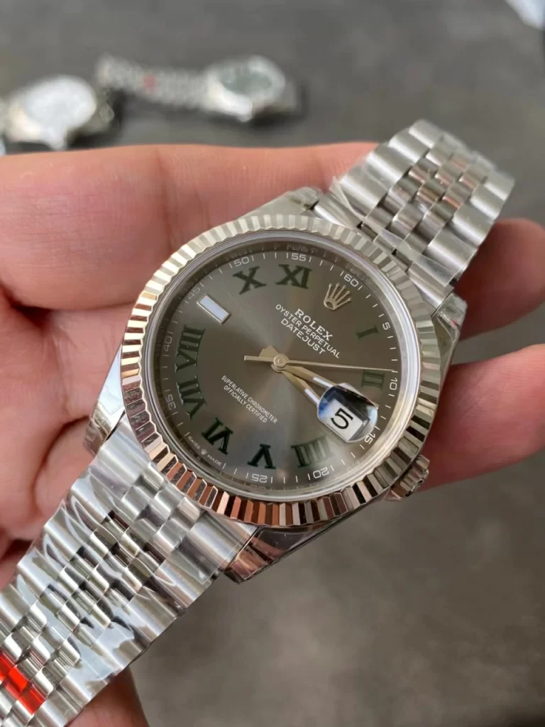 VSF绿萝41mm DateJust 126334 904L Steel Gray Dial Green Roman Jubilee Bracelet