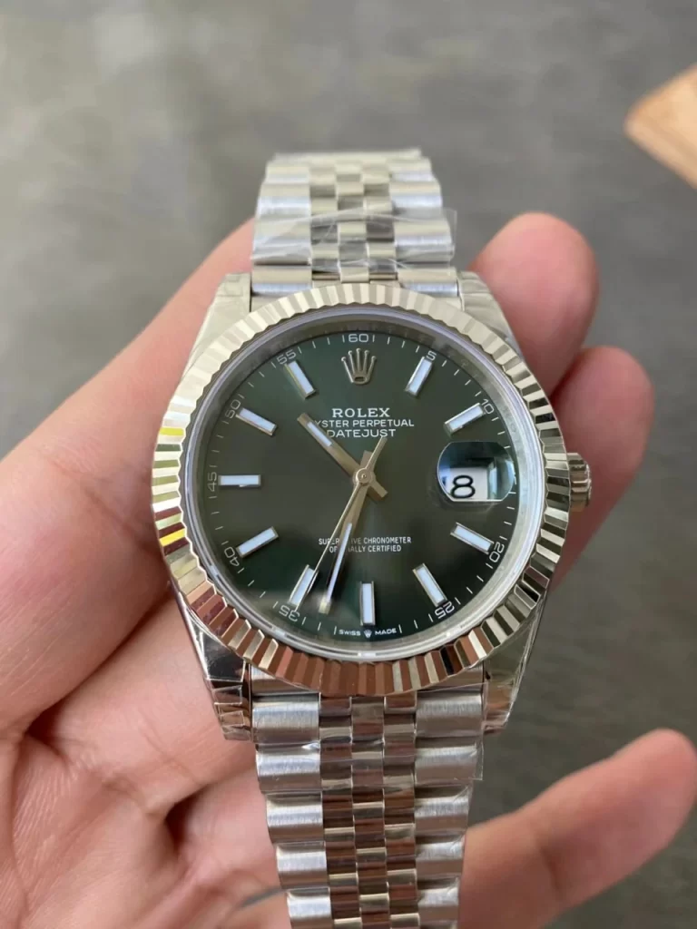 VSF薄荷日志41mm DateJust 126334 904L Steel Green Dial Jubilee Bracelet VS3235