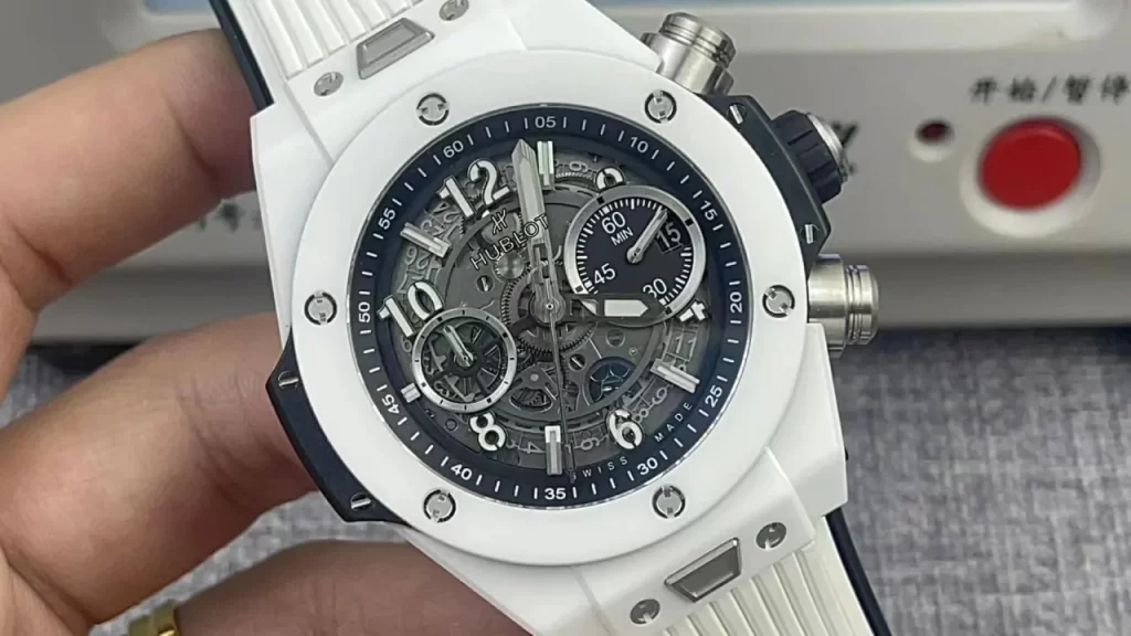 BBF恒宝大爆炸白陶瓷Hublot Big Bang Unico White Ceramic Skeleton Dial Rubber Strap 44mm