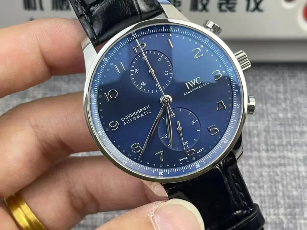 ZF葡萄牙计时Portuguese Chrono IW371606  Blue Dial Leather Strap