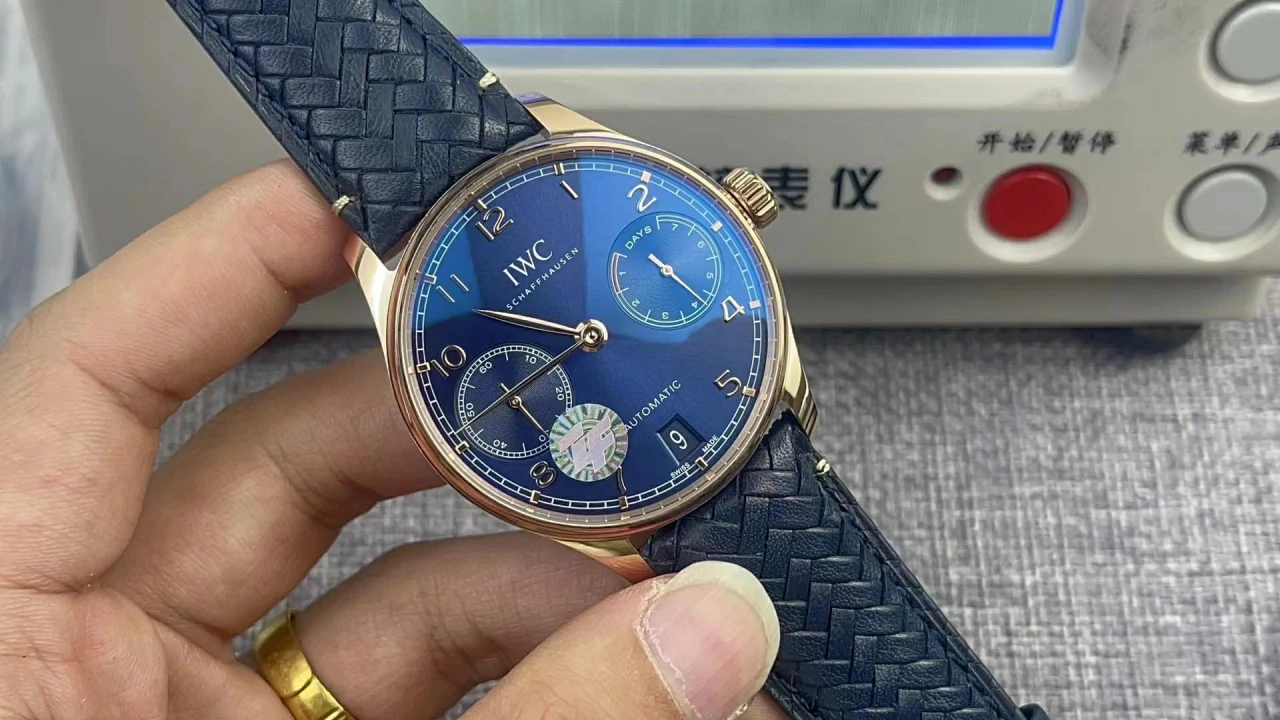 ZF葡萄牙计时Portuguese IW500713 Rose gold Blue dial Leather Strap A52010