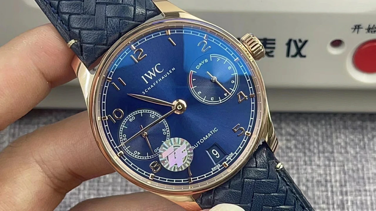 ZF葡萄牙计时Portuguese IW500713 Rose gold Blue dial Leather Strap A52010