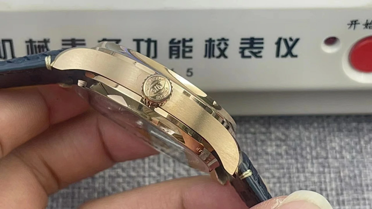 ZF葡萄牙计时Portuguese IW500713 Rose gold Blue dial Leather Strap A52010