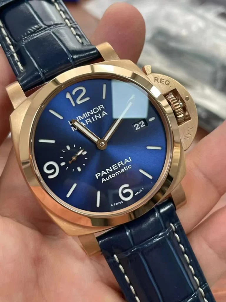 VSF沛纳海PAM1112 V GMT RG Blue Dial Leather Strap