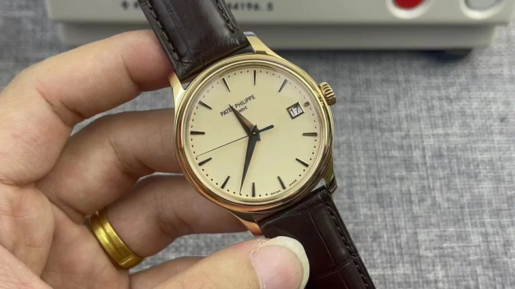 3KF百达翡丽Calatrava 5227R RG Cream Dial Leather Strap