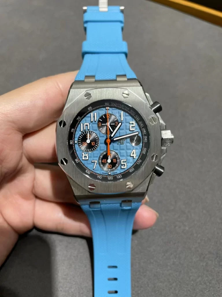 APF皇家橡树离岸Royal Oak Offshore 42mm SS  Light Blue Dial Rubber Strap