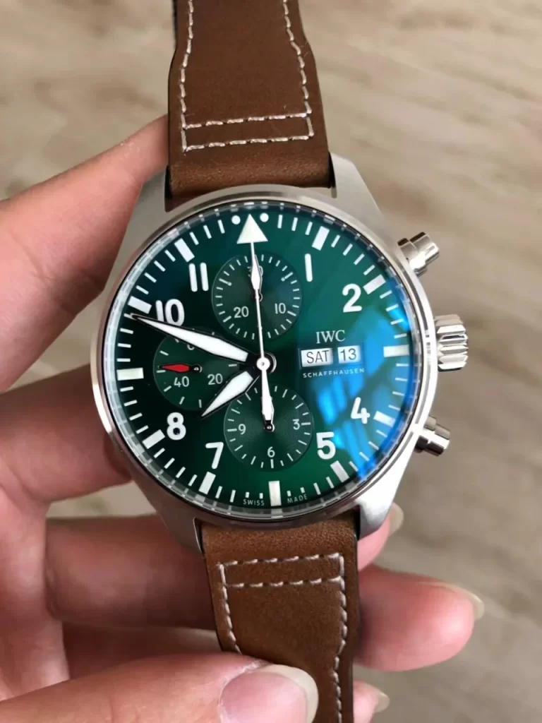 ZF飞行员计时绿盘IWC Pilot Chrono IW377726 Green Dial Leather Strap