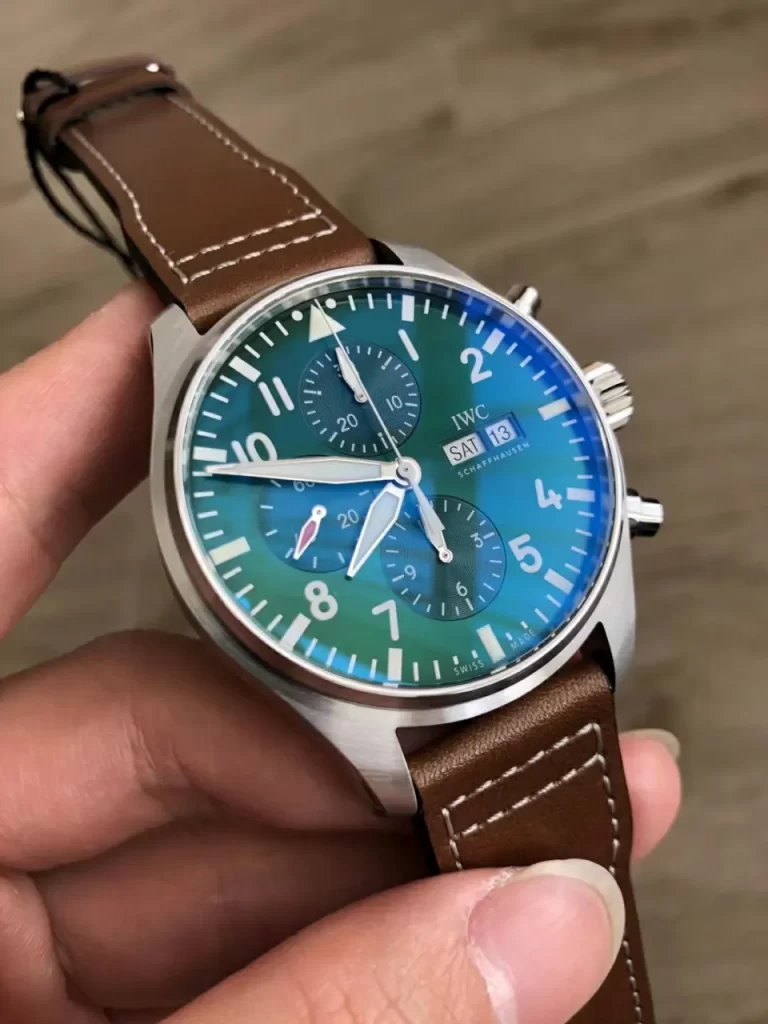 ZF飞行员计时绿盘IWC Pilot Chrono IW377726 Green Dial Leather Strap