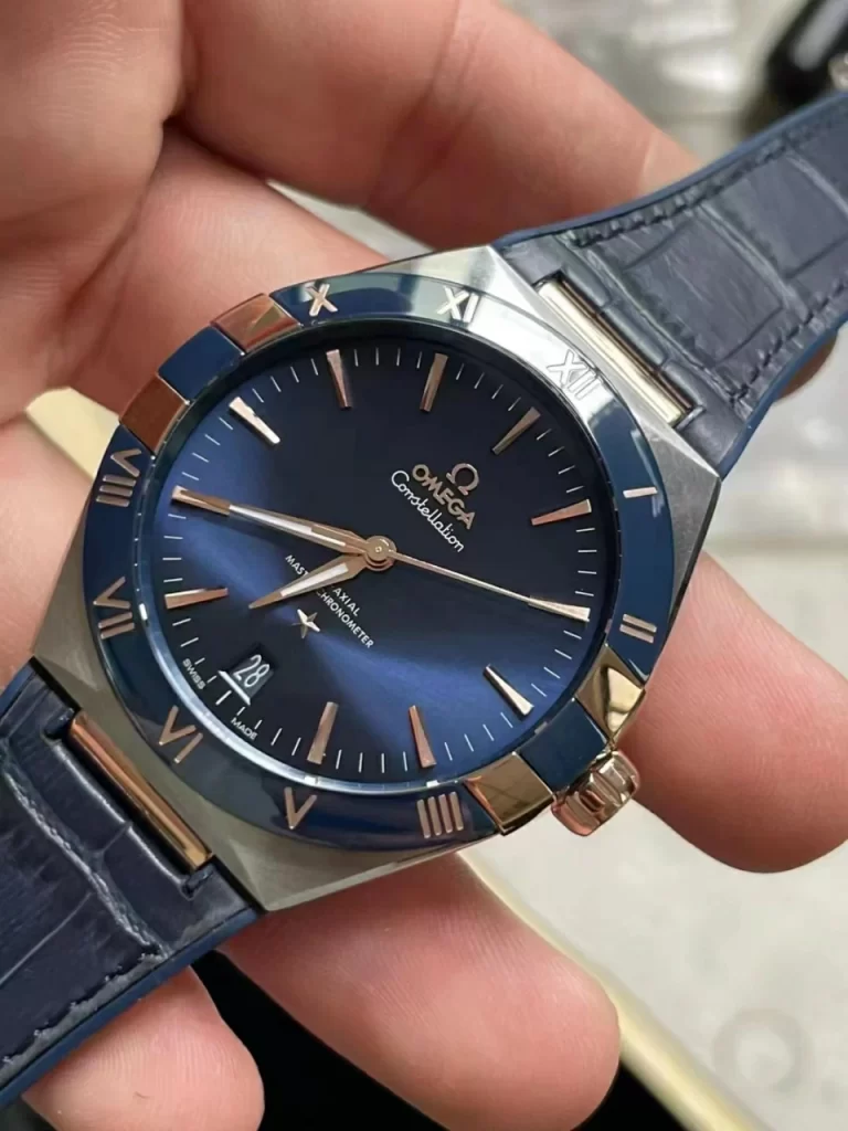 VSF欧米茄星座Constellation Blue Ceramic SS/RG  Blue Dial Gummy Strap A8900 Super Clone