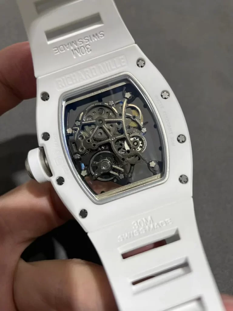 BBR升级白宝石四连孔RM055 White Ceramic  Skeleton Dial Rubber Strap