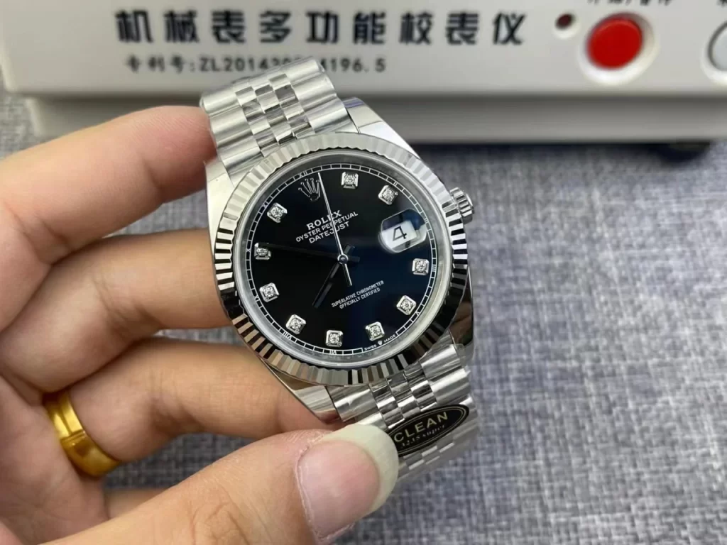 Clean厂钻钉标配莫桑钻DateJust 41mm 126334  904L Steel Black Diamond Dial Jubilee