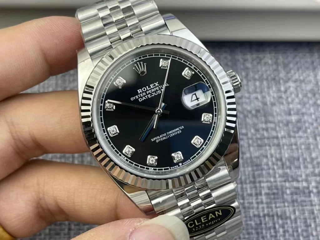 Clean厂钻钉标配莫桑钻DateJust 41mm 126334  904L Steel Black Diamond Dial Jubilee