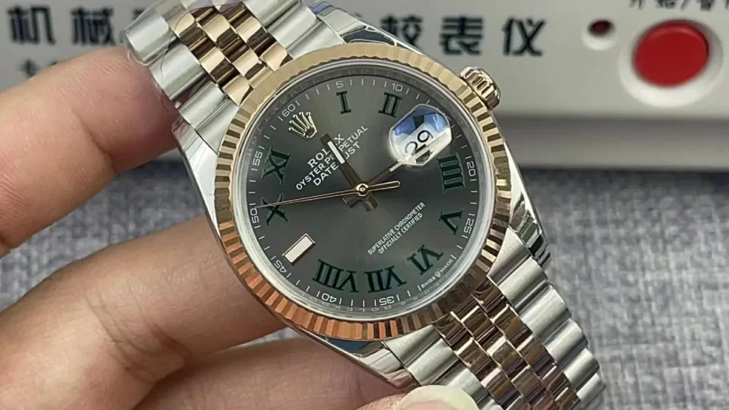 EWF日志型DateJust 36mm SS/RG Wimbledon Dial Green Roman Jubilee Bracelet 