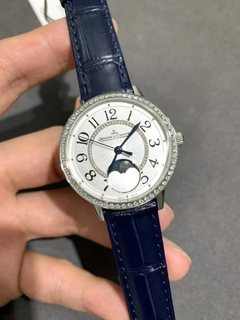 ZF约会月相Rendez-Vous Night & Day Diamond Bezel White Textured Dial Leather Strap