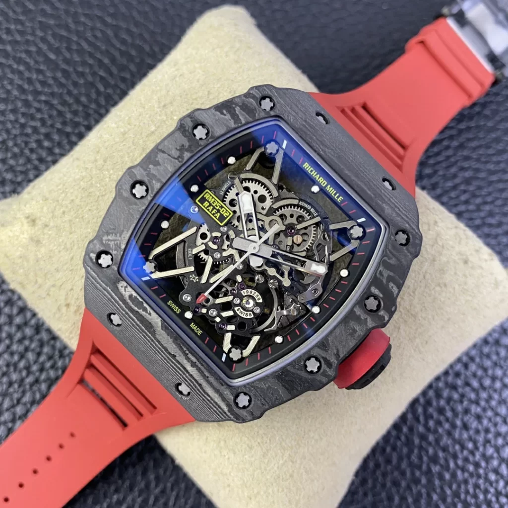 T+F理查RM035-02 Real NTPT Skeleton Dial Red Rubber Strap