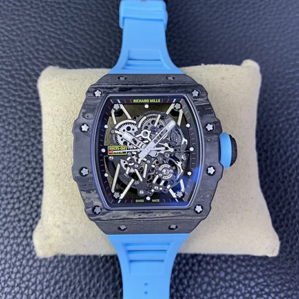 T+F理查RM035-02 Real NTPT Skeleton Dial Blue Rubber Strap Super Clone