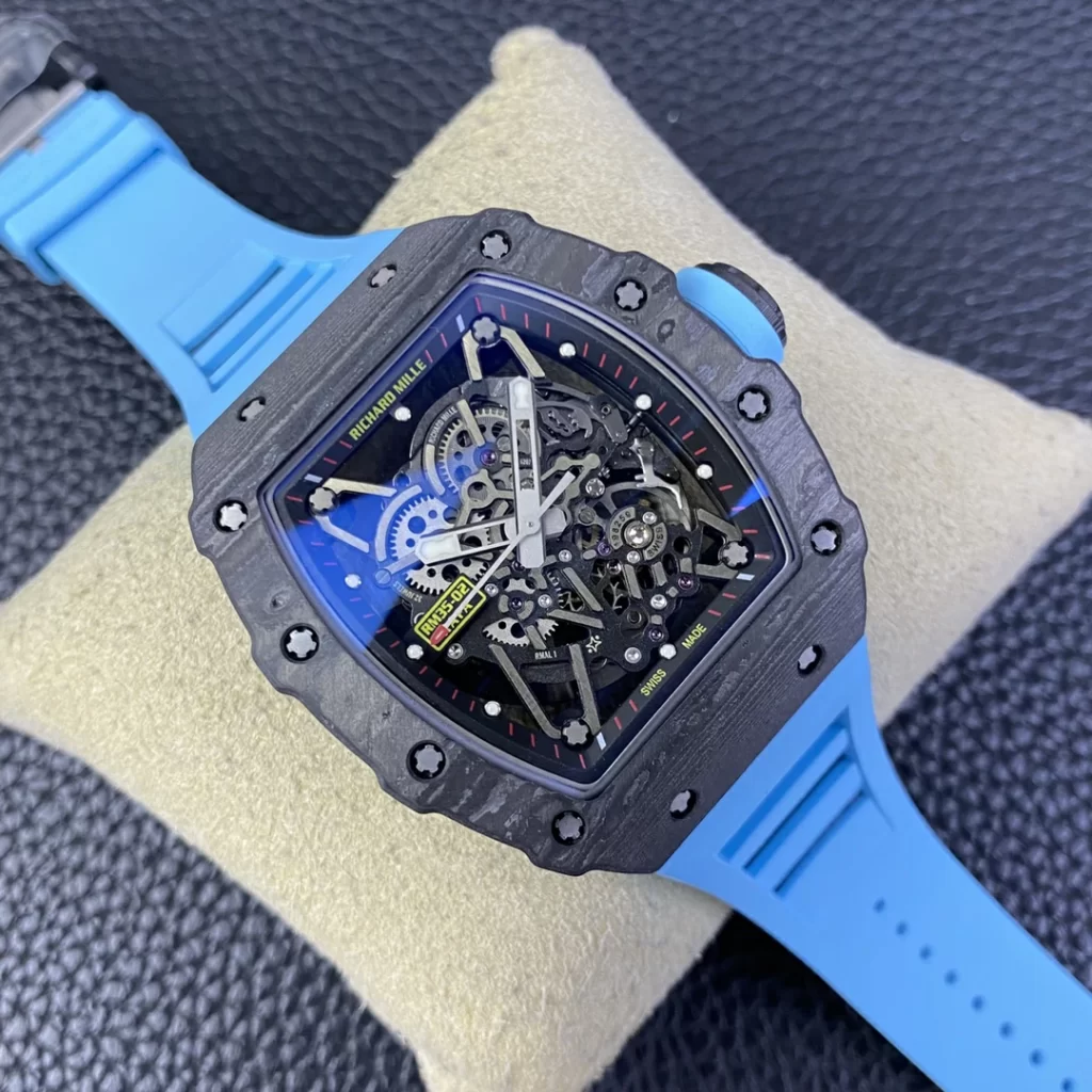 T+F理查RM035-02 Real NTPT Skeleton Dial Blue Rubber Strap Super Clone