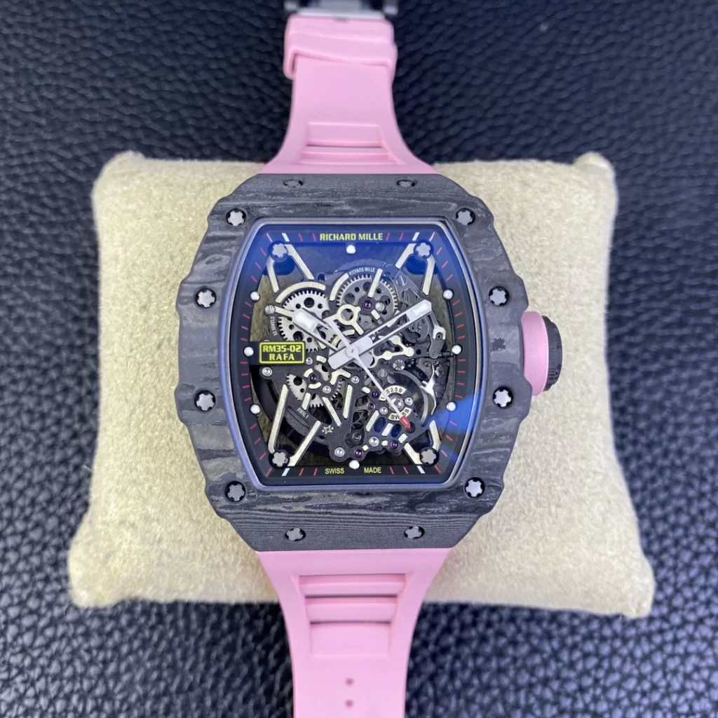 T+F理查RM035-02 Real NTPT Skeleton Dial Pink Rubber Strap