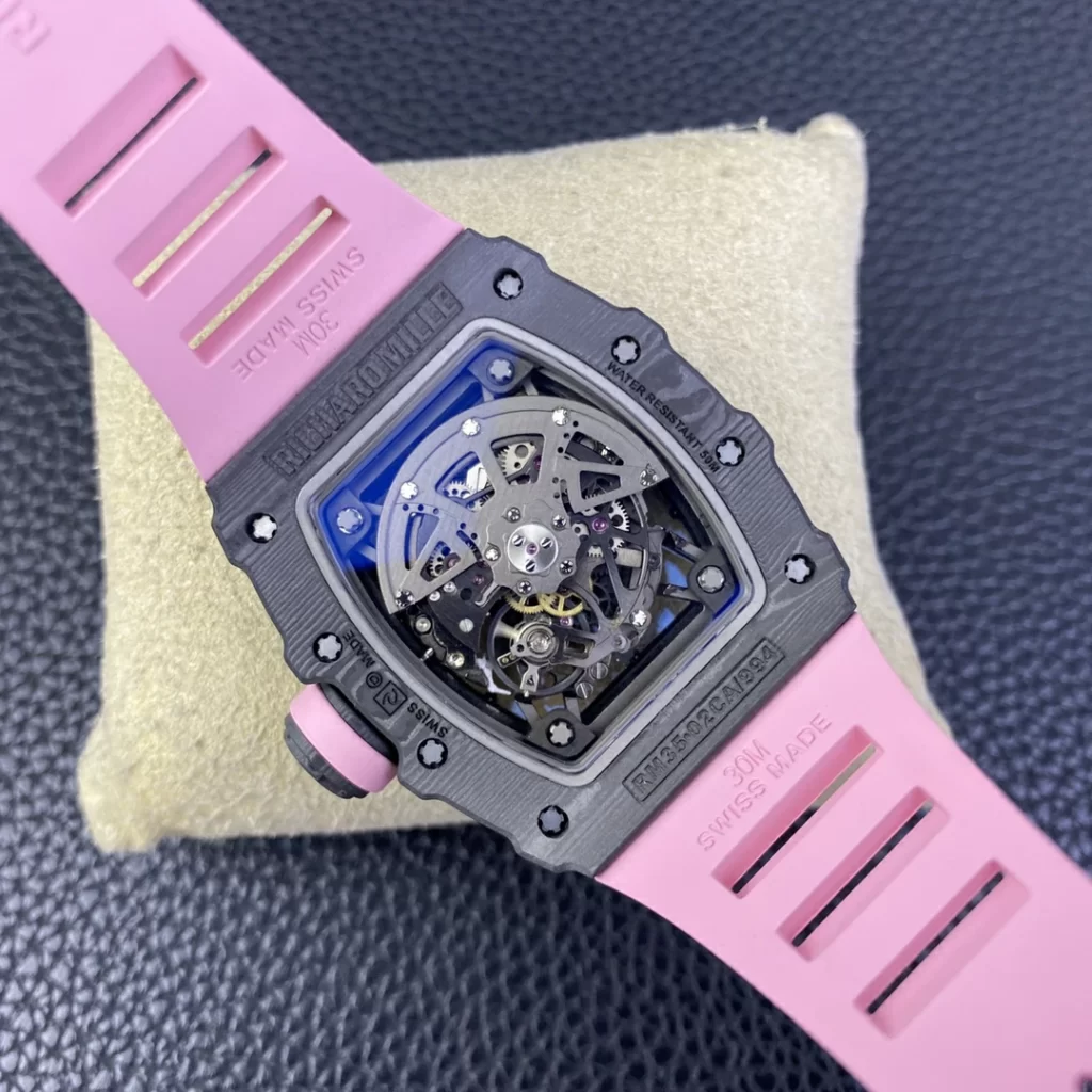 T+F理查RM035-02 Real NTPT Skeleton Dial Pink Rubber Strap