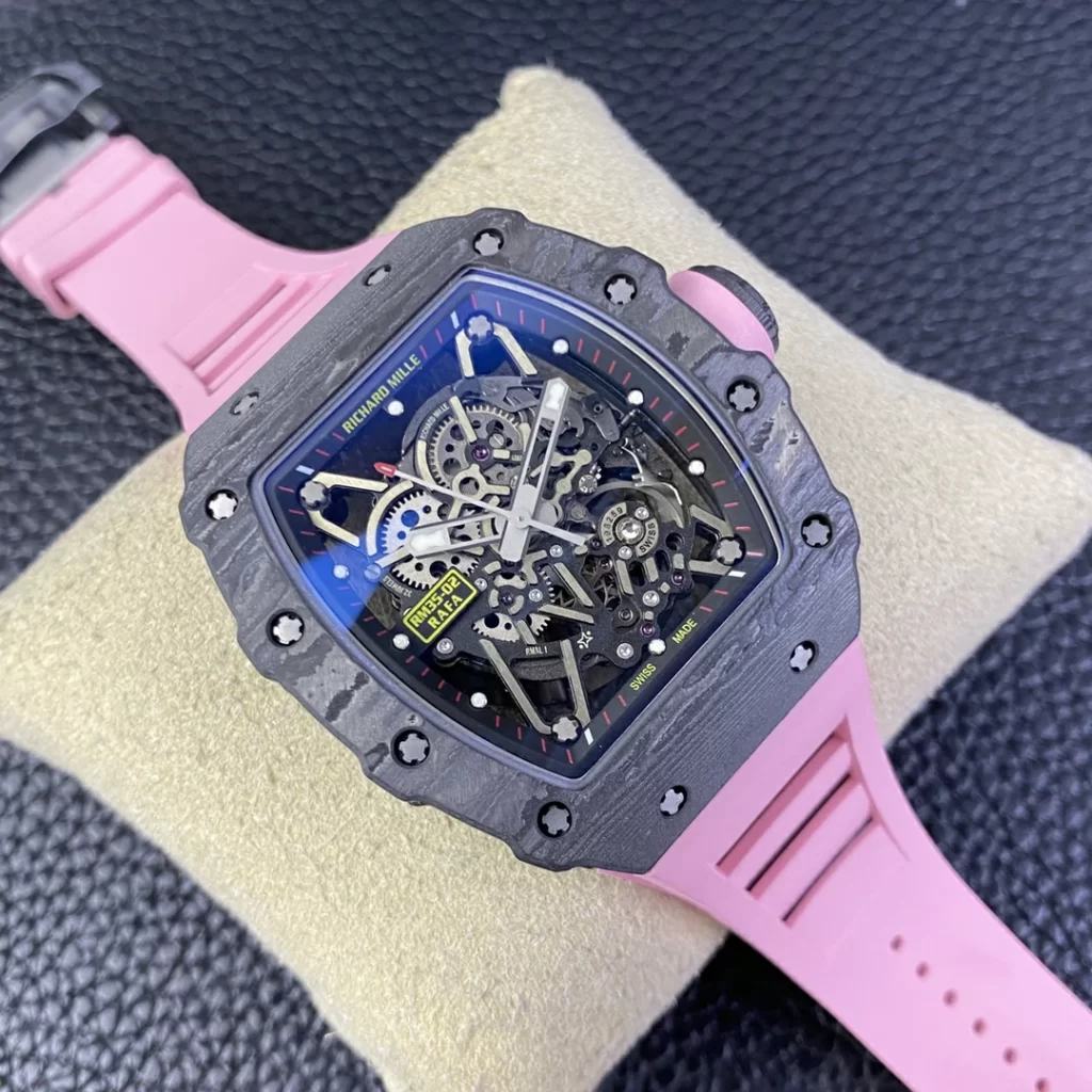 T+F理查RM035-02 Real NTPT Skeleton Dial Pink Rubber Strap