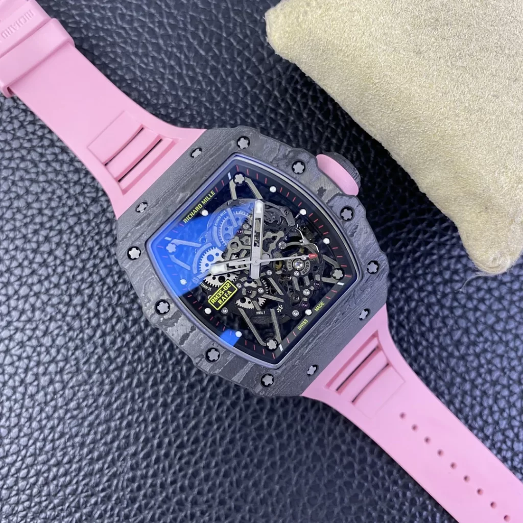 T+F理查RM035-02 Real NTPT Skeleton Dial Pink Rubber Strap