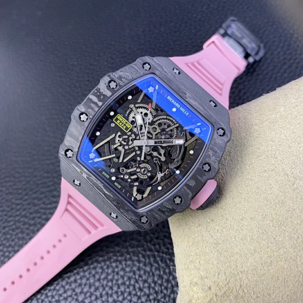 T+F理查RM035-02 Real NTPT Skeleton Dial Pink Rubber Strap