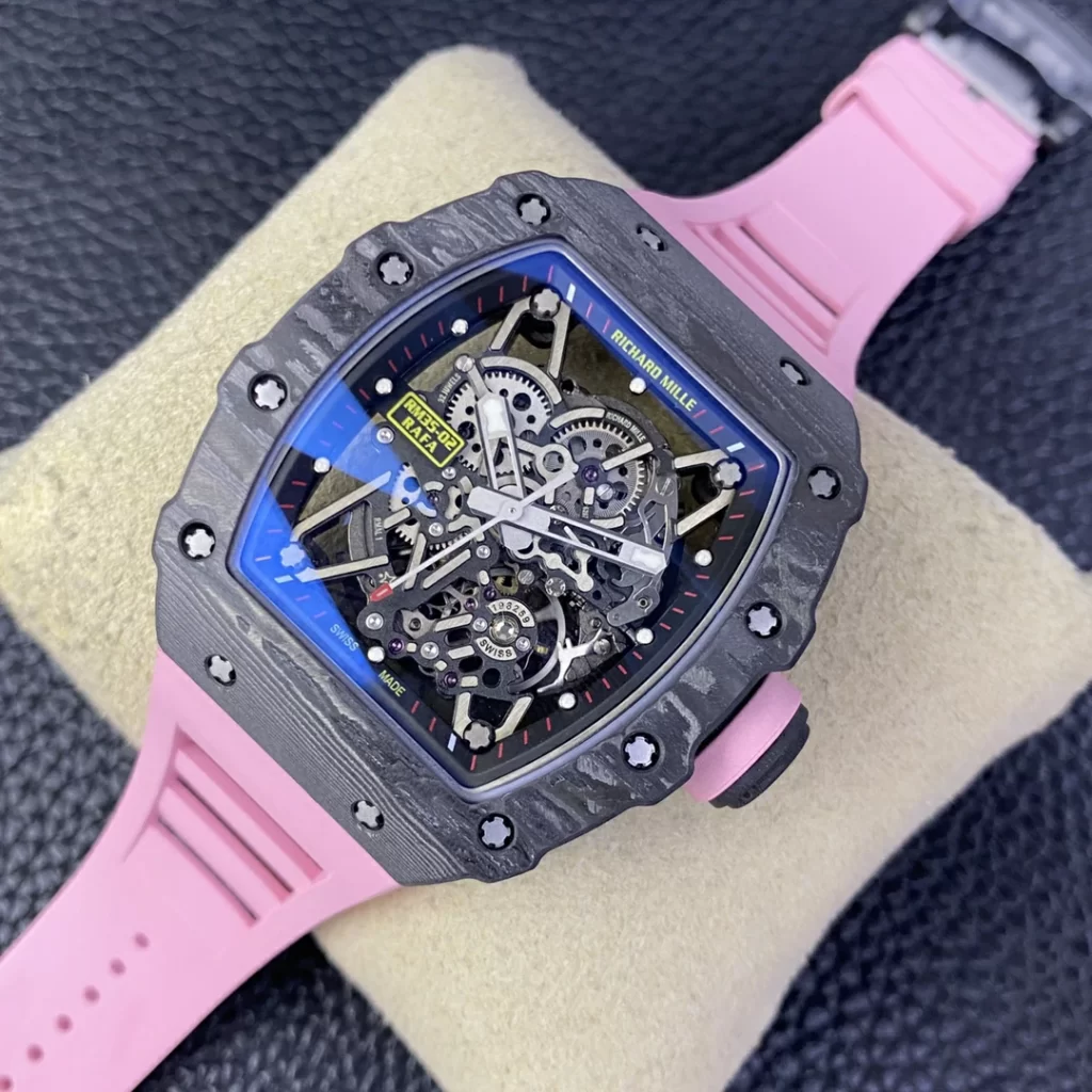 T+F理查RM035-02 Real NTPT Skeleton Dial Pink Rubber Strap