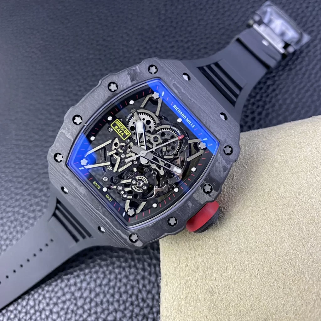 T+F理查RM035-02 Real NTPT Skeleton Dial Black Rubber Strap