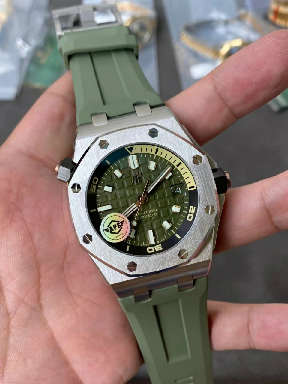 APSF15720绿面快拆带Royal Oak Offshore Diver 15720 Green Dial  Rubber Strap 4308 Super Clone