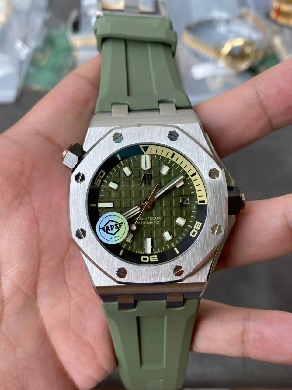 APSF15720绿面快拆带Royal Oak Offshore Diver 15720 Green Dial  Rubber Strap 4308 Super Clone