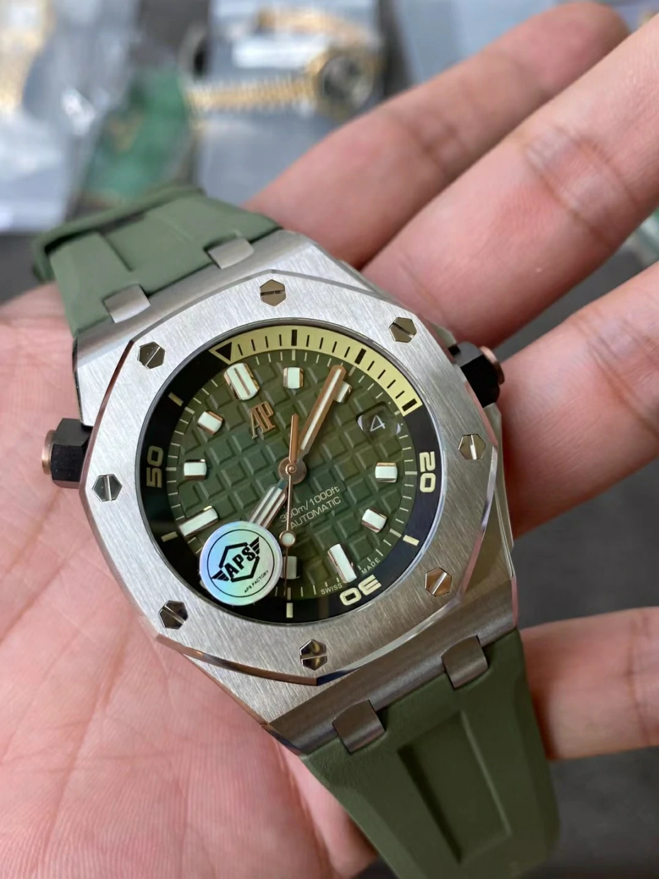 APSF15720绿面快拆带Royal Oak Offshore Diver 15720 Green Dial  Rubber Strap 4308 Super Clone