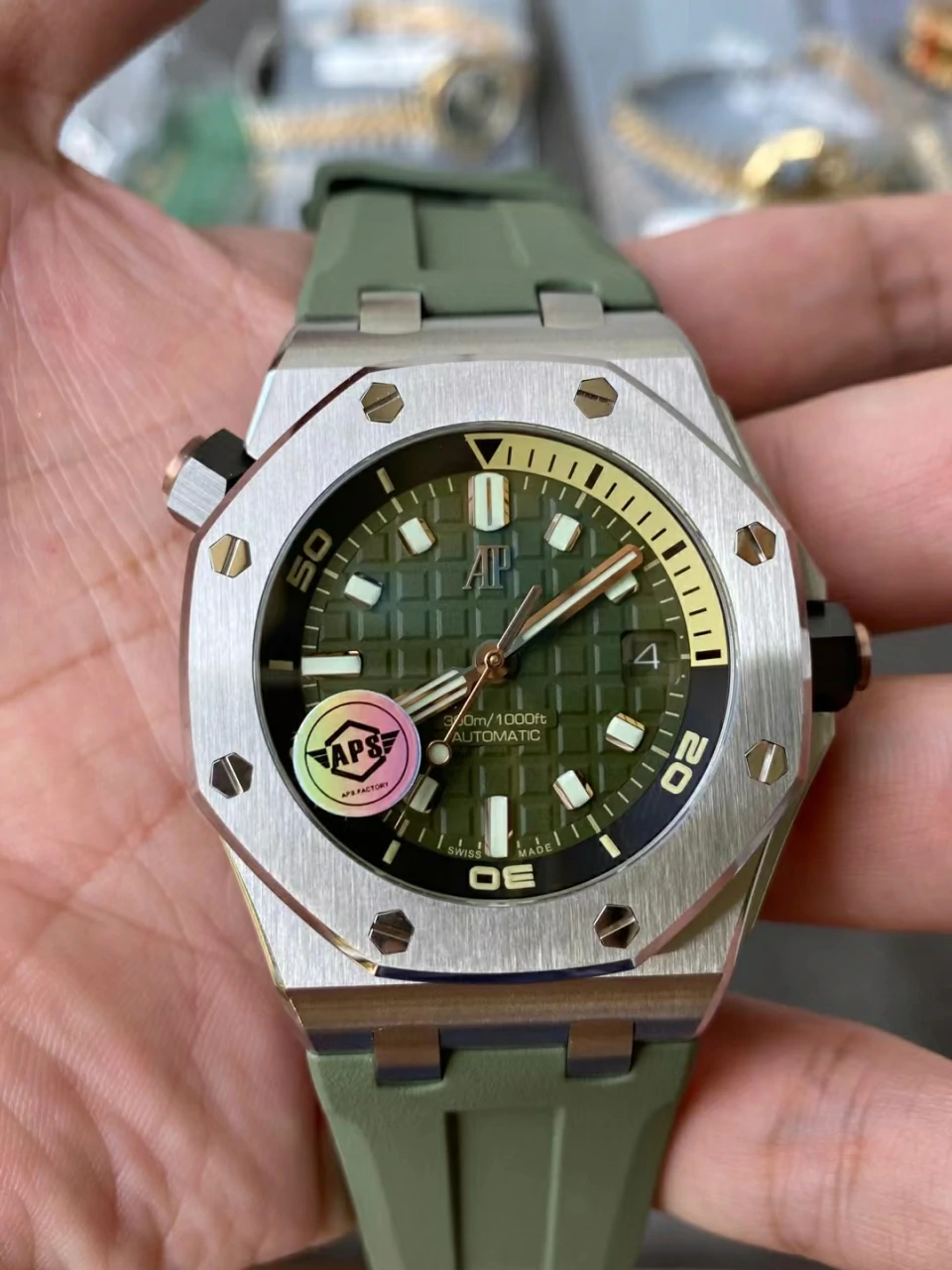 APSF15720绿面快拆带Royal Oak Offshore Diver 15720 Green Dial  Rubber Strap 4308 Super Clone