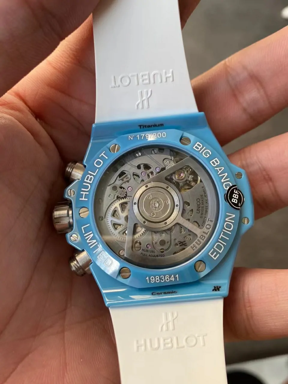 BBF蒂芙尼蓝陶瓷Hublot Big Bang Unico Tiffany Blue Ceramic Skeleton Dial Rubber Strap 42mm