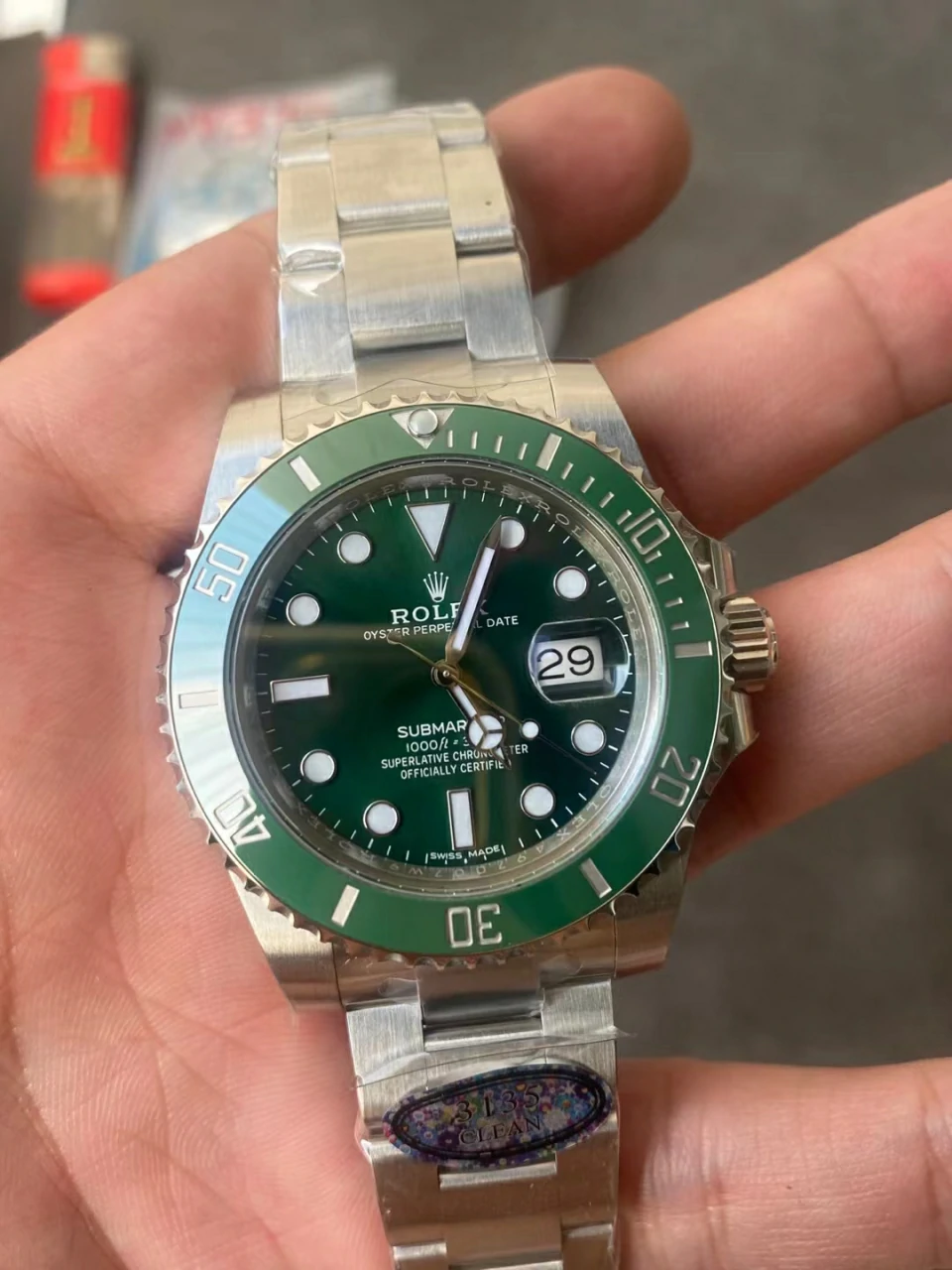 Rolex Submariner Date 116610 LV SS 904L Green Dial Clone 3135 Clean Factory