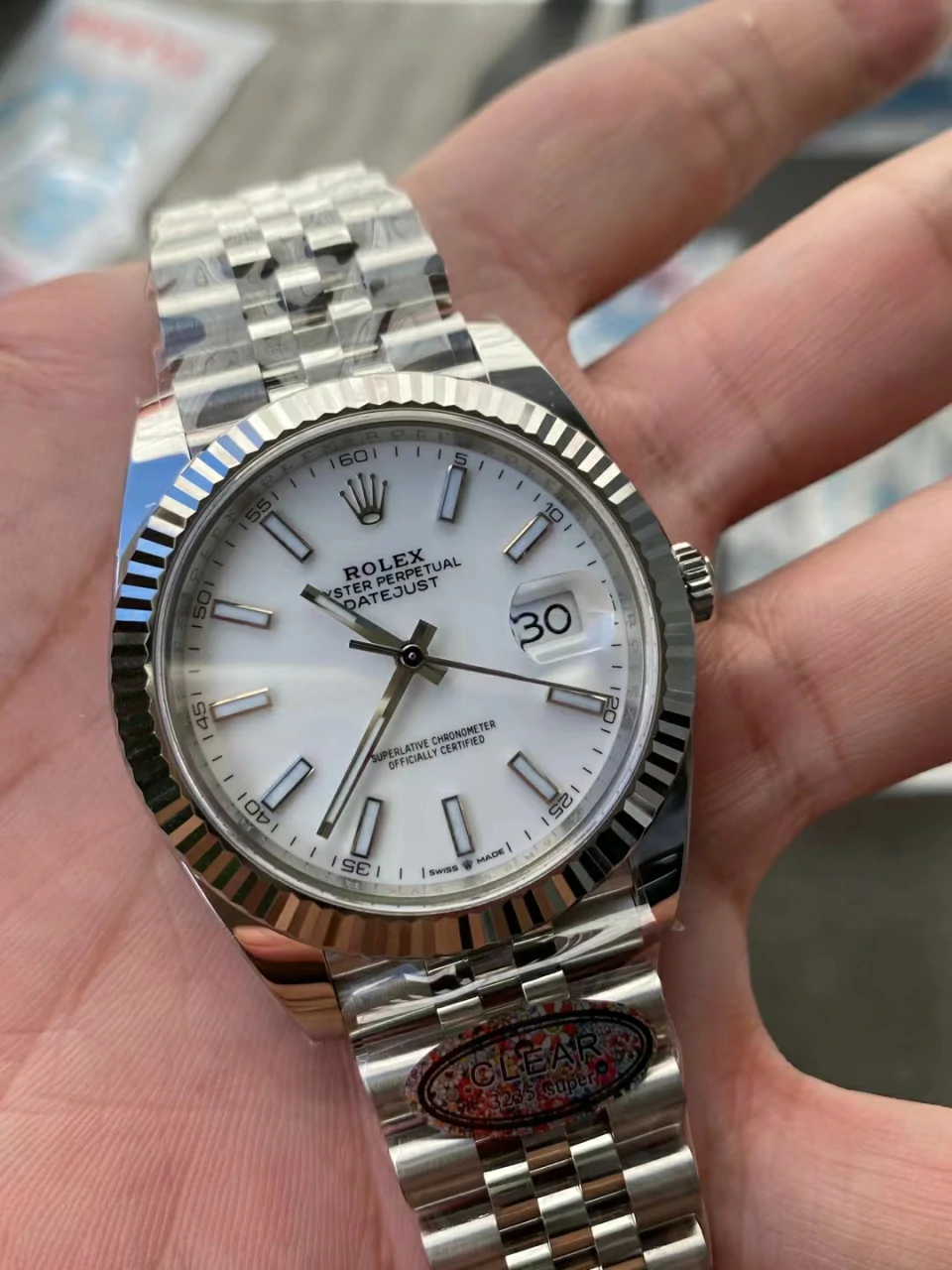 Clean白日志DateJust 41mm 126334 904L SS  White Dial Jubilee Bracelet S3235