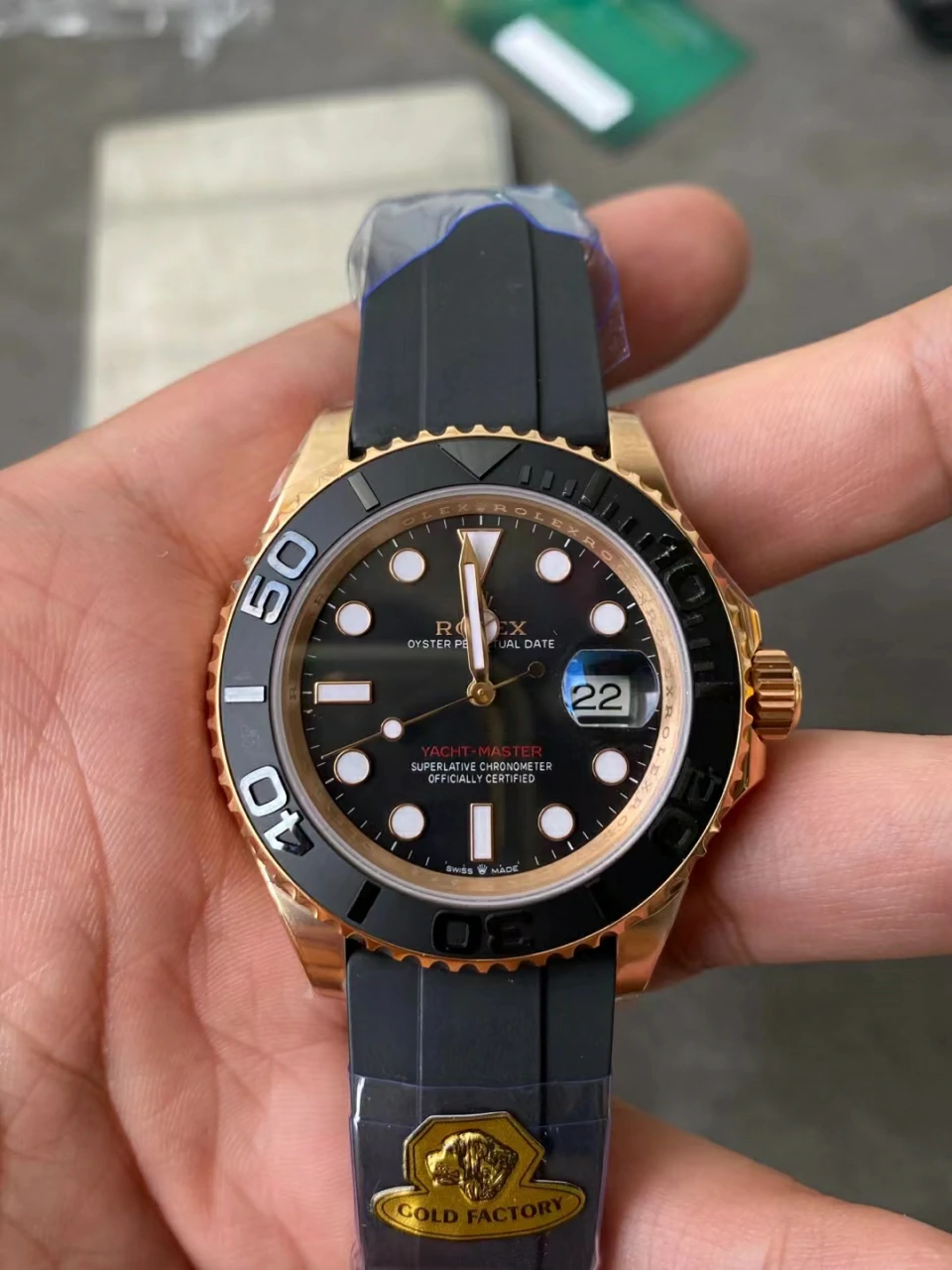 GOLD factory金游艇Yacht-Master 126655 Black Ceramic Bezel Tungsten Heavy Version