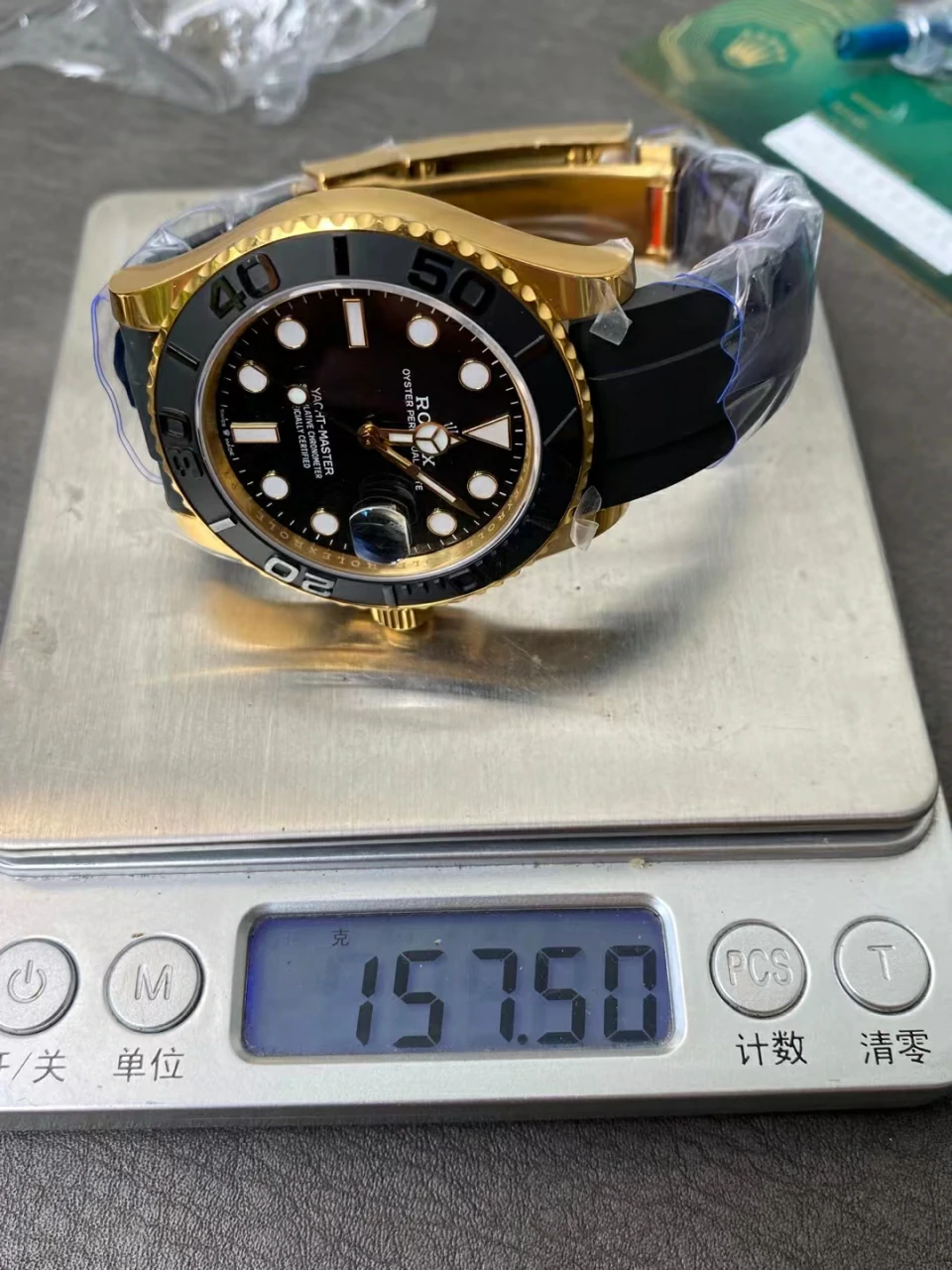 GOLD factory黄金游艇42mm Yacht-Master 226658 Ceramic Bezel Black Dial Tungsten Heavy Version