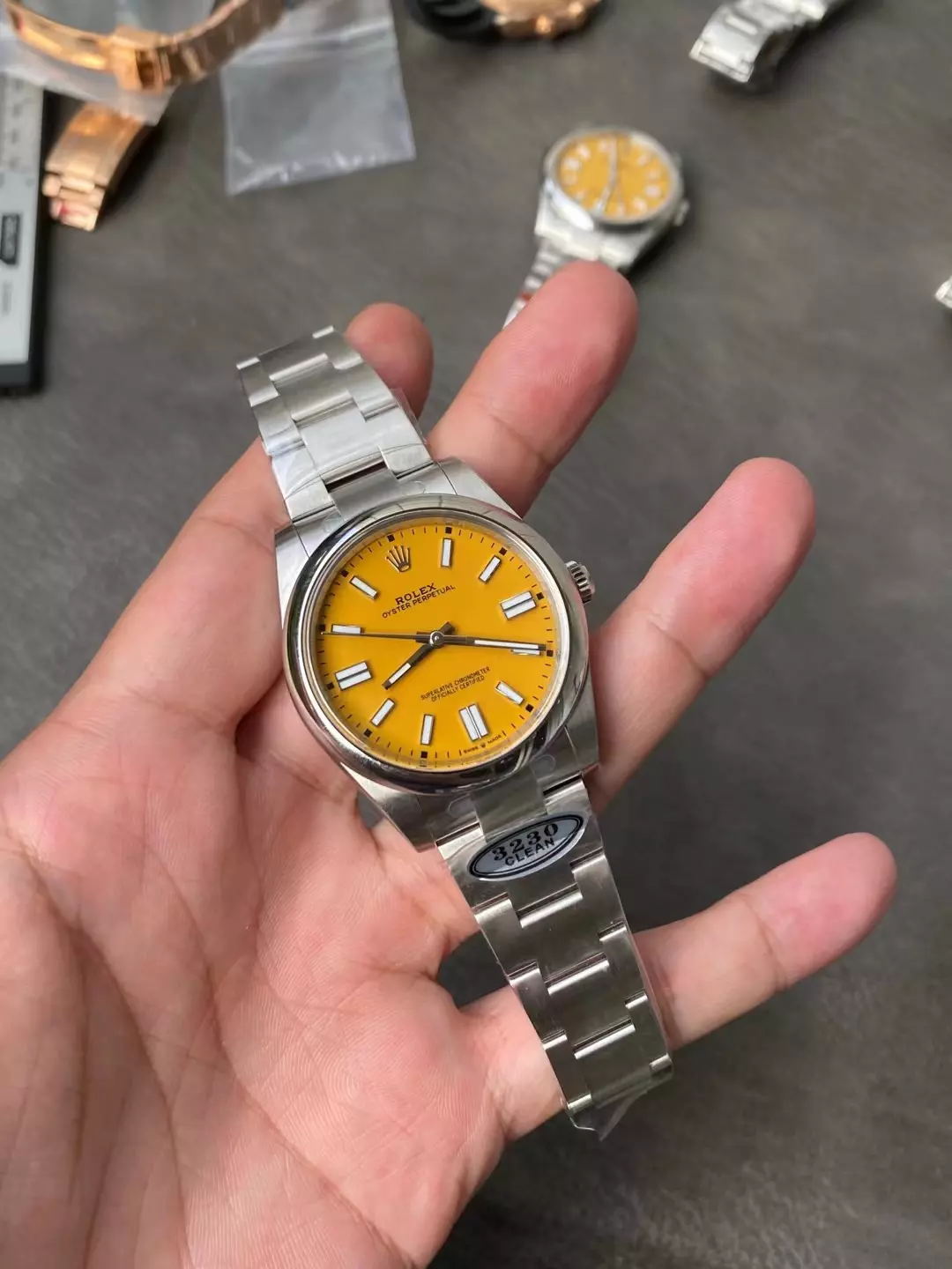 Clean厂恒动黄面41mm Oyster Perpetual 124300  904L Steel Yellow Dial