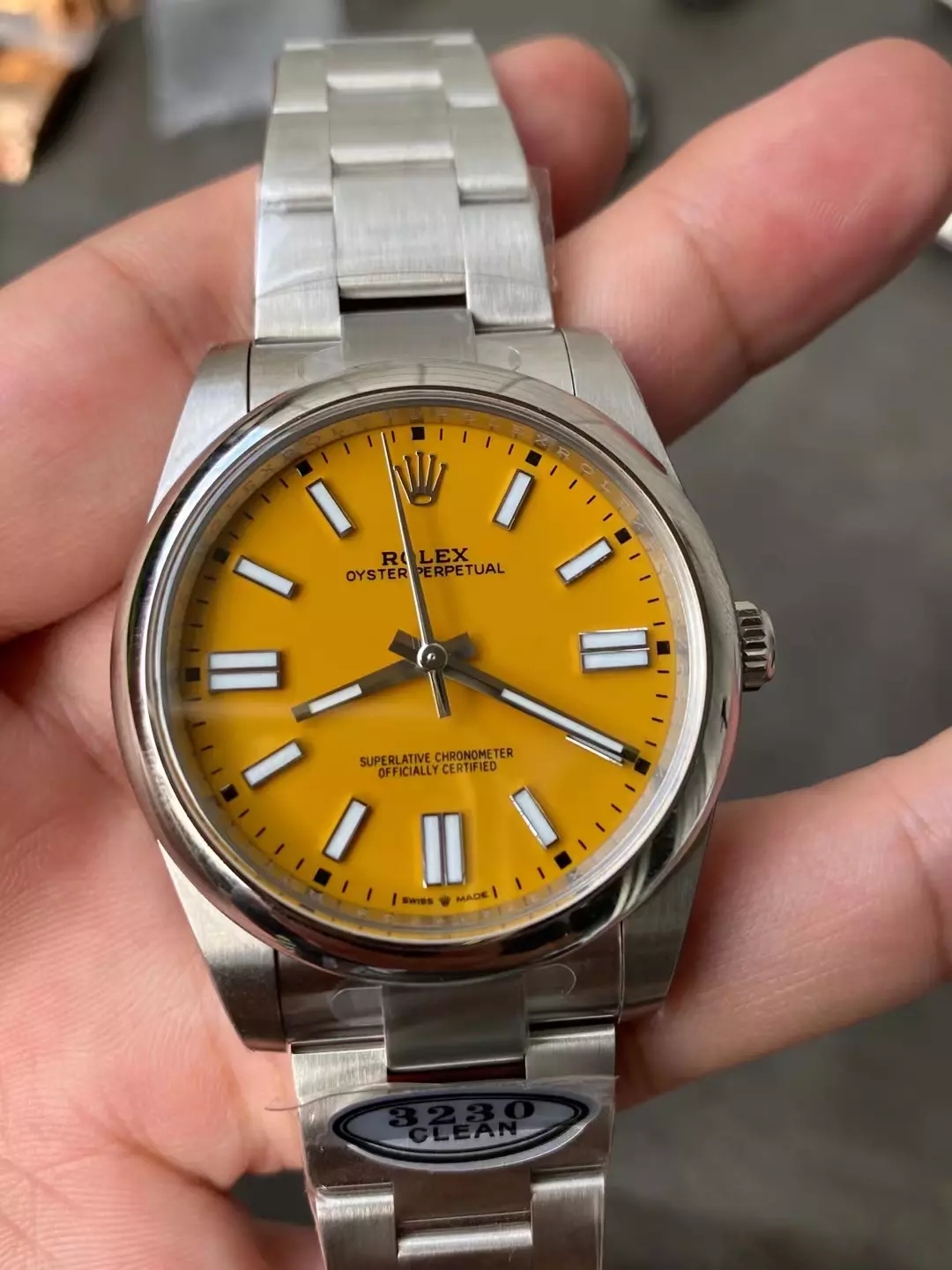 Clean厂恒动黄面41mm Oyster Perpetual 124300  904L Steel Yellow Dial